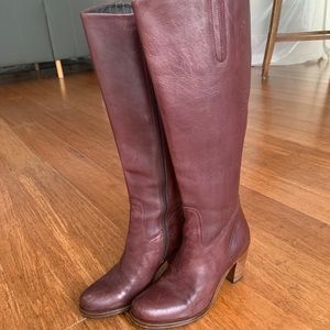 Mauve Equestrian Style Italian Leather Boots
